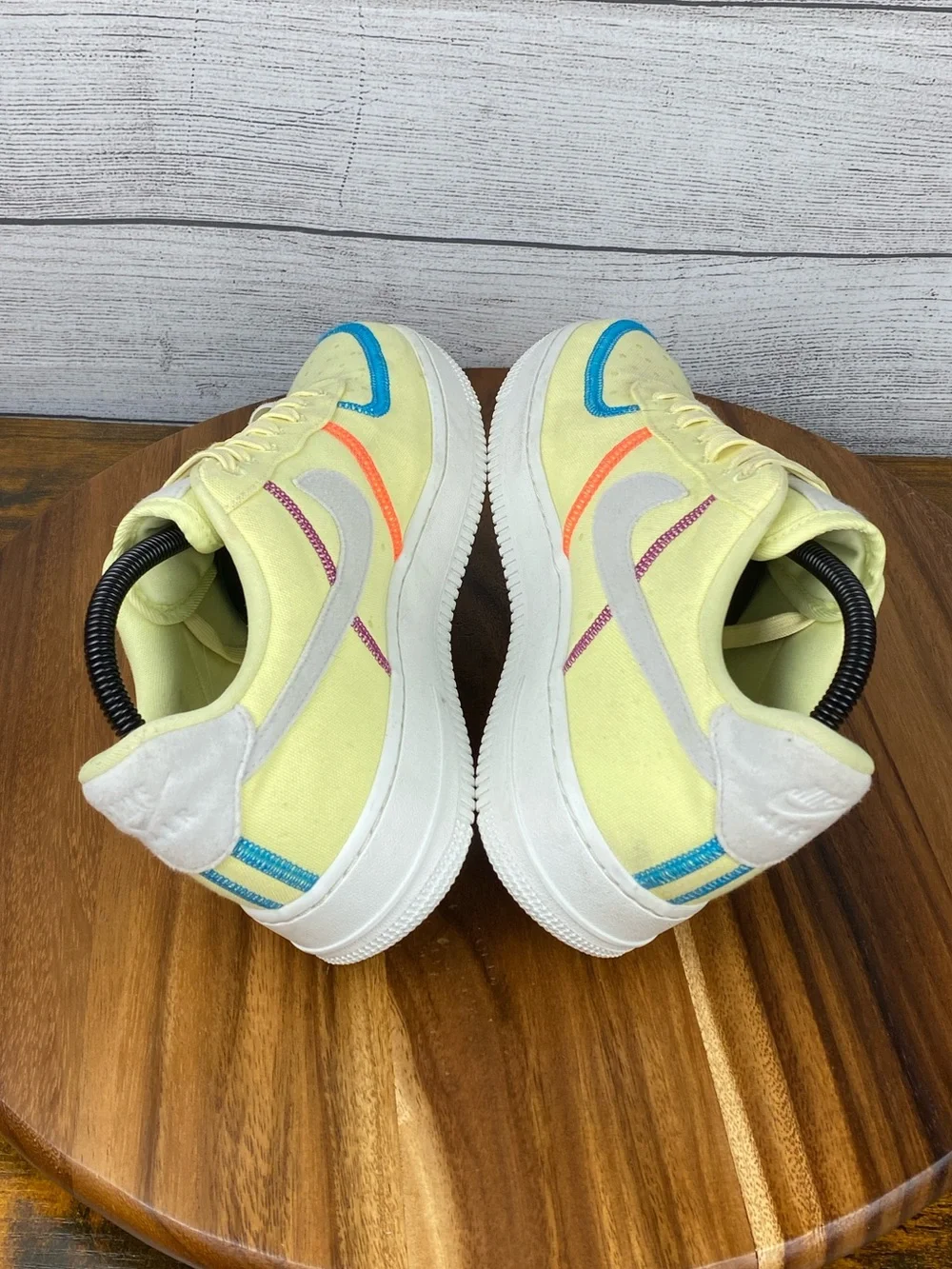 Nike Air Force 1 07 Low LX Stitched Canvas Life Lime Yellow Shoe Womens Size 8.5